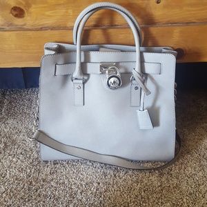 Michael Kors Hamilton Grey and Silver LG purse